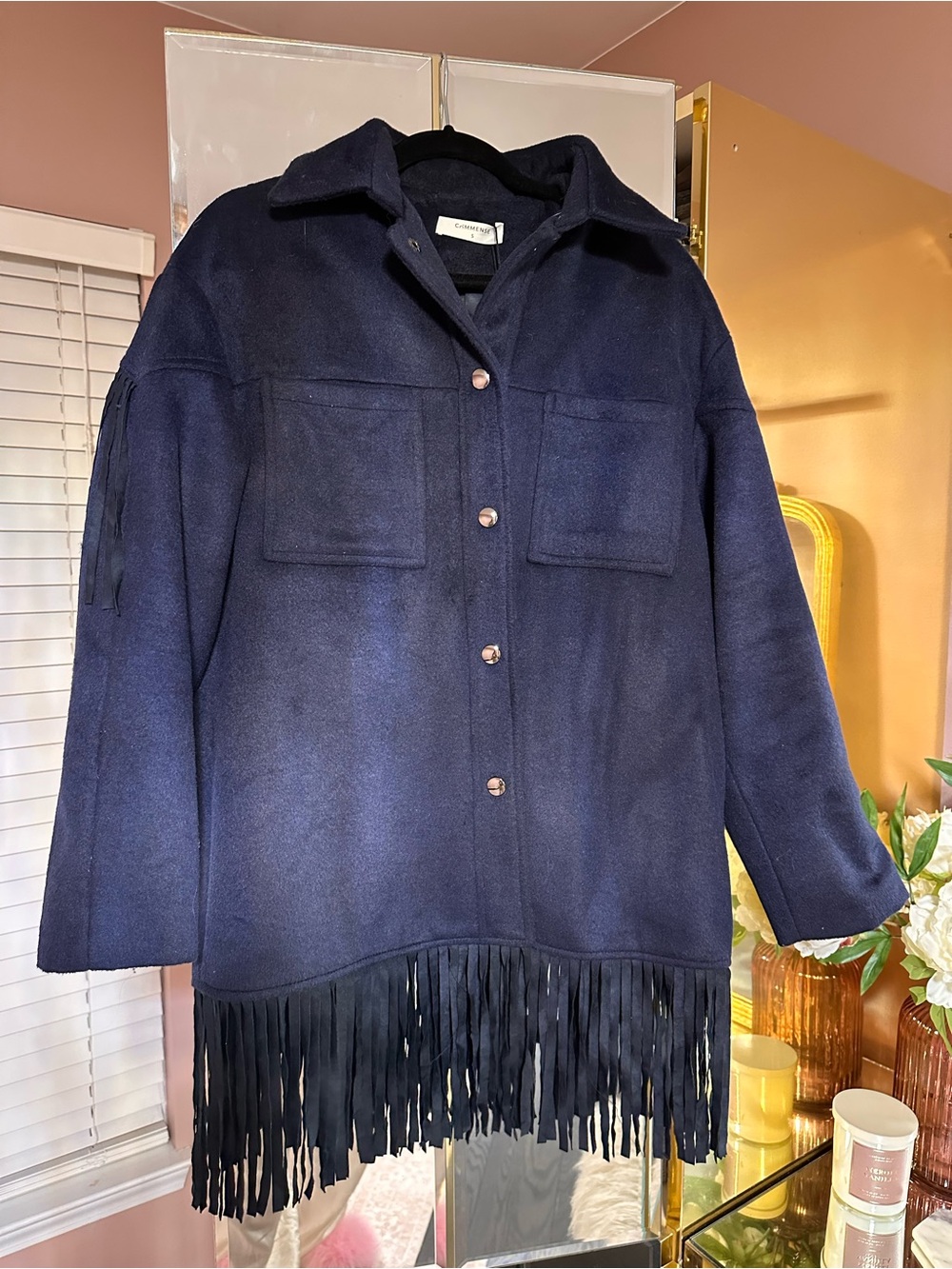NWT 🫐 Commense Wool Fringe Jacket - Picture 4 of 16